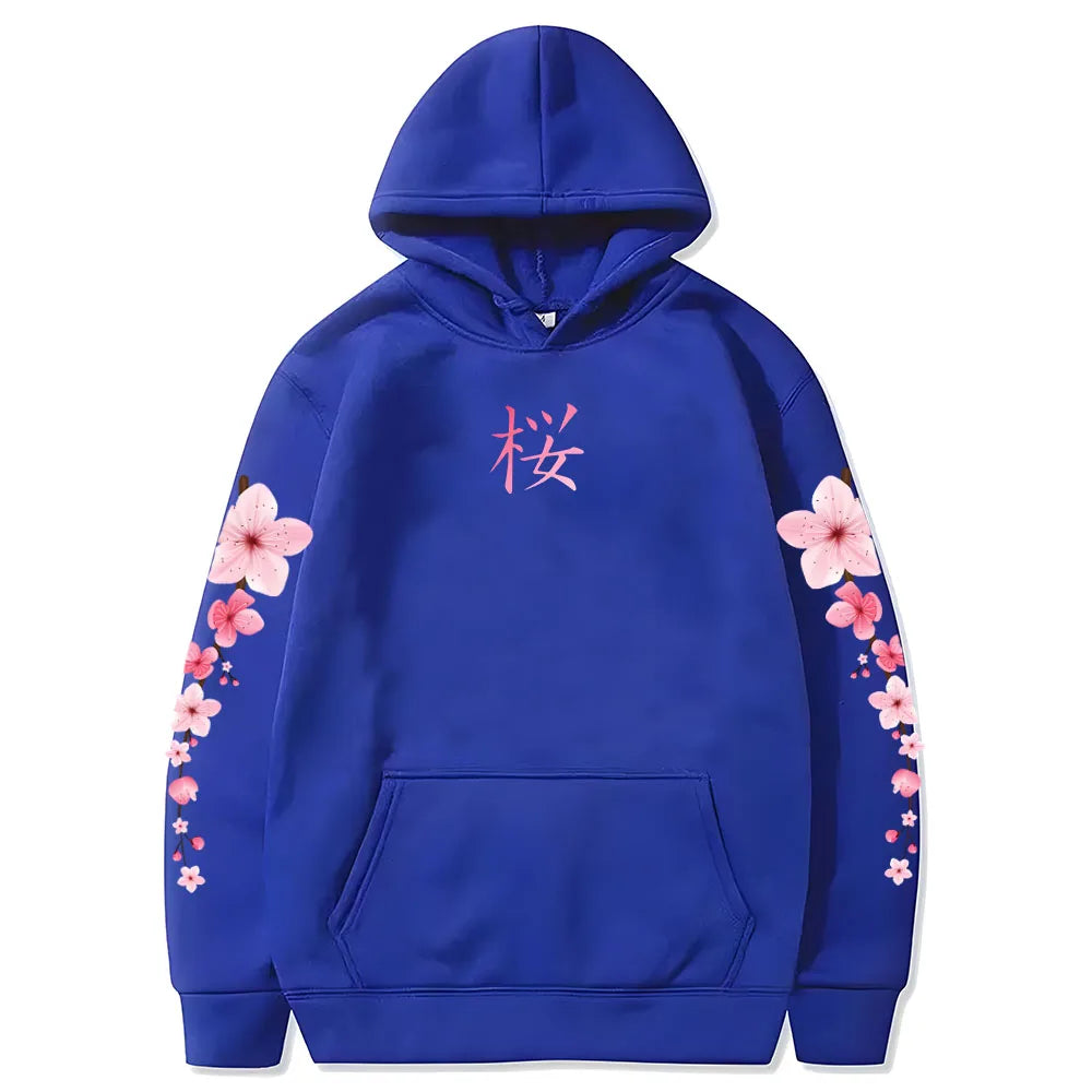 Japanese Blossom Sakura Graphic Hoodies Long Sleeve Winter Hooded Sweatshirts Casual Women/Men Comfortable Pullovers with Pocket