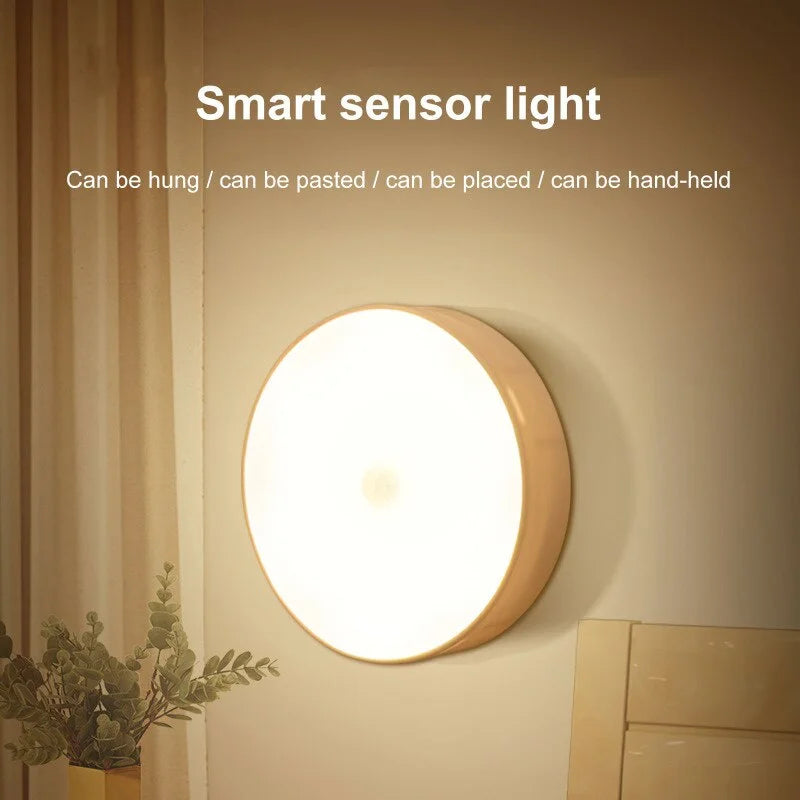 LED Smart Human Body Sensor Night Lamp Emergency Automatic Lighting USB Charging Wireless Magentic Suction Use Night Light