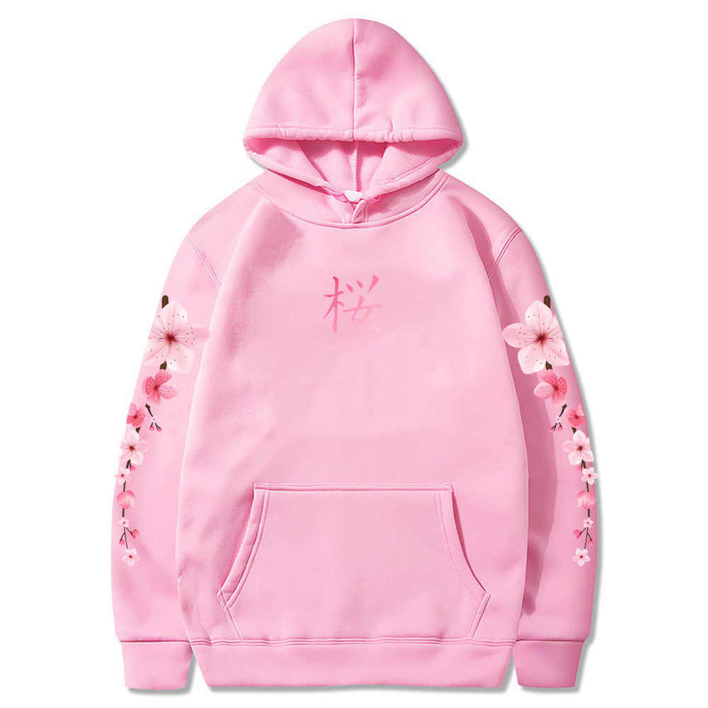 Japanese Blossom Sakura Graphic Hoodies Long Sleeve Winter Hooded Sweatshirts Casual Women/Men Comfortable Pullovers with Pocket