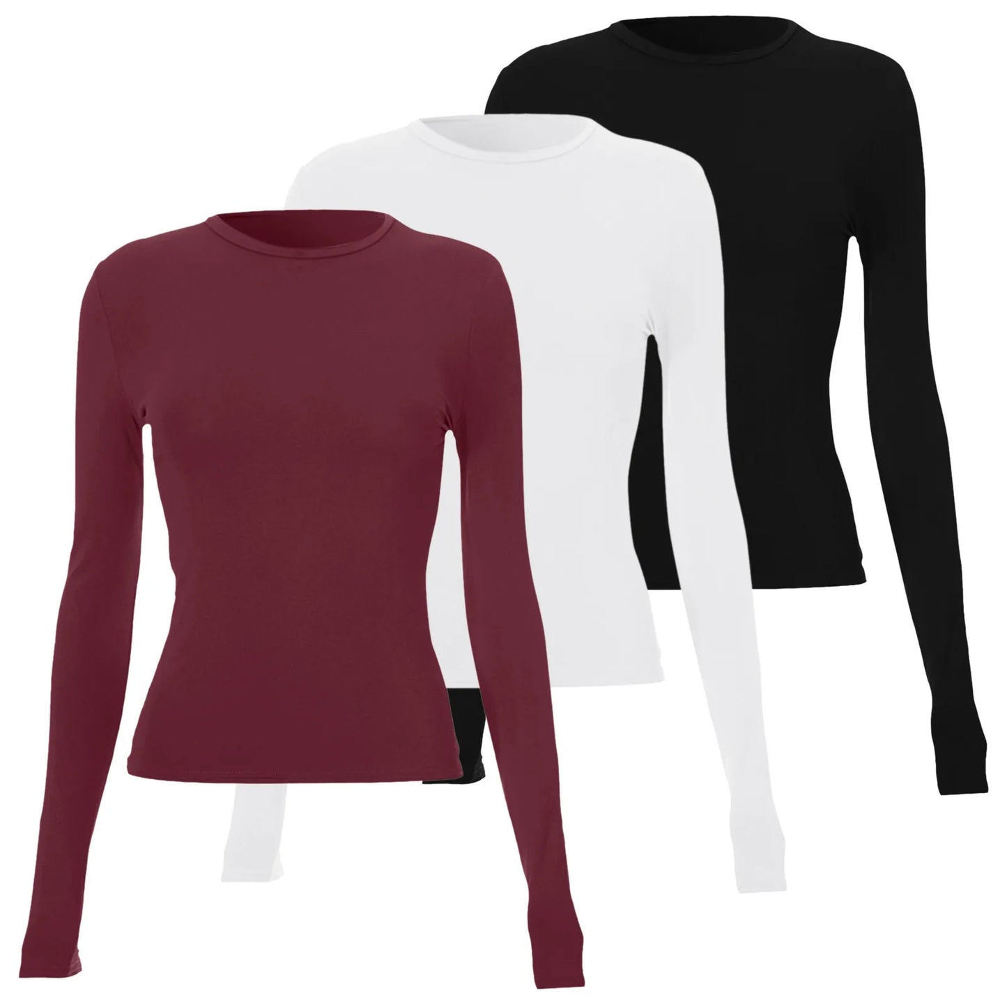 3pcs Women Slim T-Shirt Solid Color Long Sleeve T Shirts Go Out Top Streetwear Tees Camisetas De Mujer