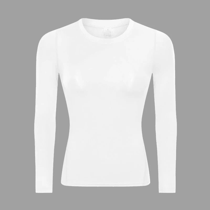 Women's Compression Shirt Athletic Yoga Running Long Sleeve T-Shirt Spring Fall Gym Workout Stretchy Baselayers Rash Guard Tops