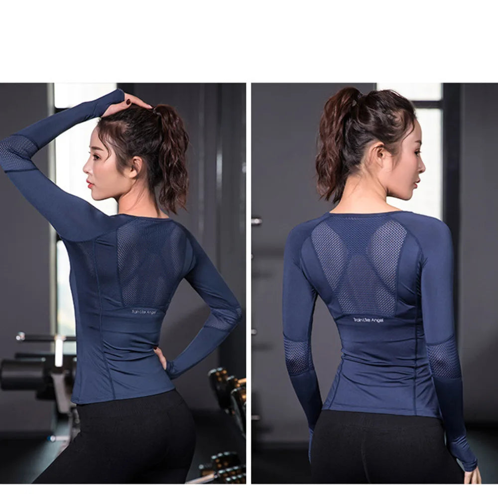 Women's Sports Wear For Fitness Running Jogging Seamless Long Sleeve Gym Woman Sport Shirt Yoga Top Female Workout Tops T-shirt