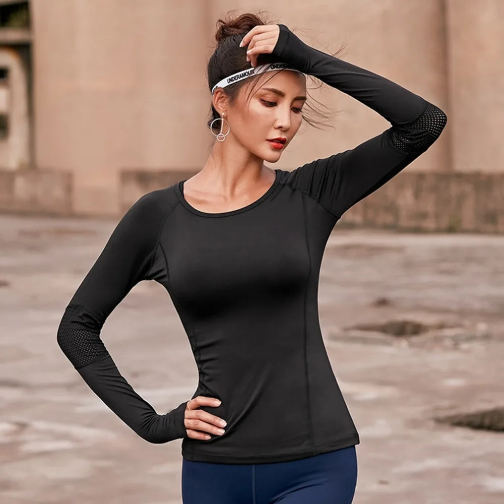 Women's Sports Wear For Fitness Running Jogging Seamless Long Sleeve Gym Woman Sport Shirt Yoga Top Female Workout Tops T-shirt