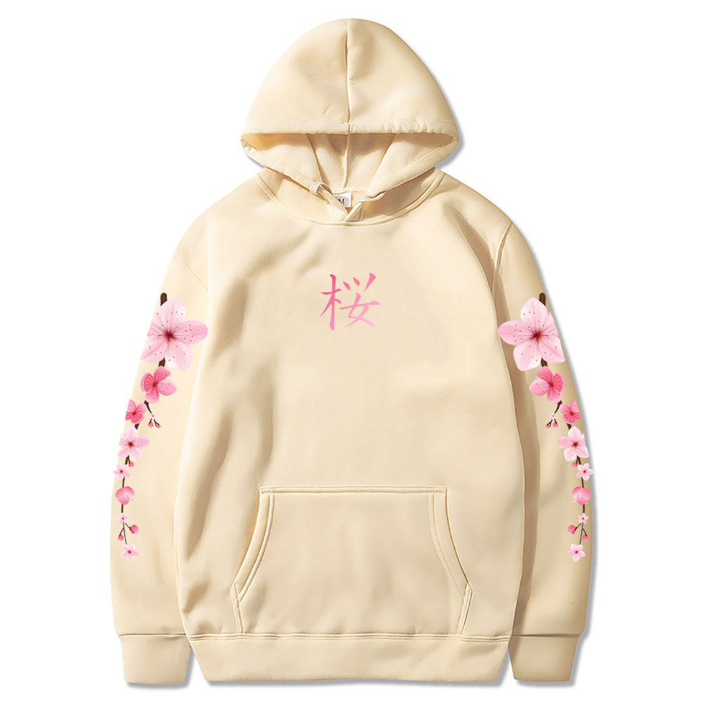 Japanese Blossom Sakura Graphic Hoodies Long Sleeve Winter Hooded Sweatshirts Casual Women/Men Comfortable Pullovers with Pocket