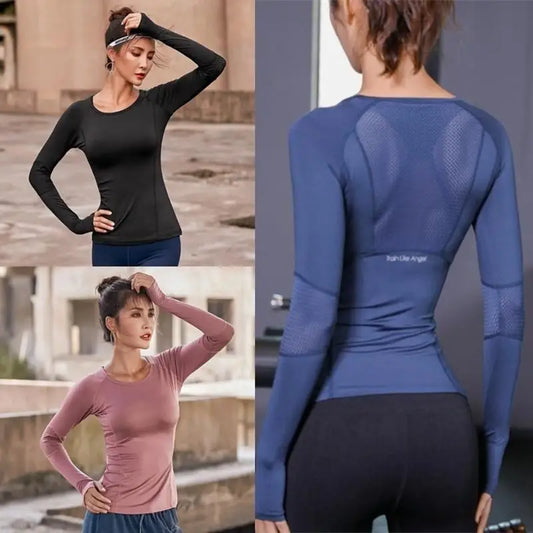 Women's Sports Wear For Fitness Running Jogging Seamless Long Sleeve Gym Woman Sport Shirt Yoga Top Female Workout Tops T-shirt